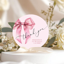 Pegatina Redonda Chicas solo quieren ser un Bow Rosa Gracias