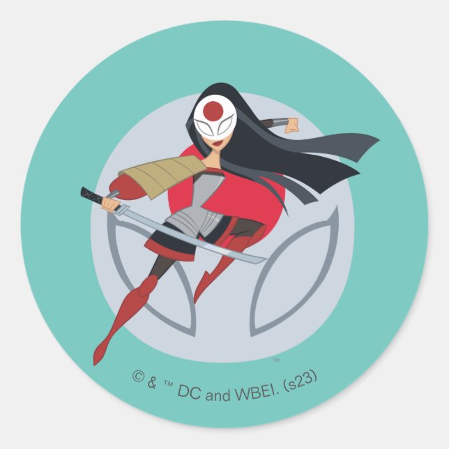 Pegatina Redonda CHICAS Super Hero de DC Katana (Anverso)