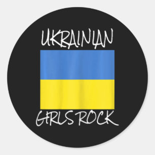 Pegatina Redonda Chicas Ucranianas Rock Novia Inquebrantable Ucrani