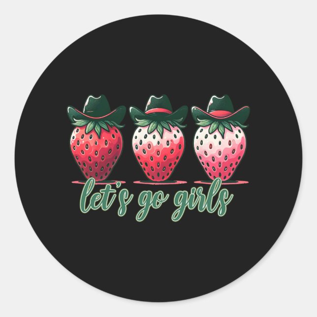 Pegatina Redonda Chicas Vamos Fiesta de Soltera Fresas Mujer (Anverso)