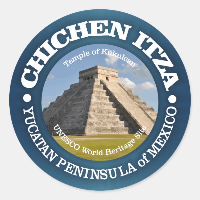 Pegatina Redonda Chichen Itza (Anverso)
