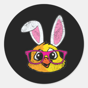 Pegatina Redonda Chick Bunny Ears Semana Santa Granja Animal Primav