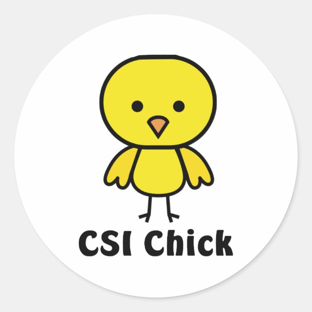 Pegatina Redonda Chick CSI (Anverso)