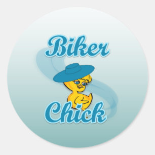 Pegatina Redonda Chick de motociclismo #3