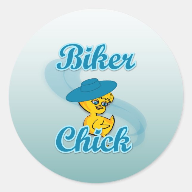 Pegatina Redonda Chick de motociclismo #3 (Anverso)