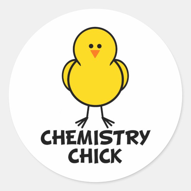 Pegatina Redonda Chick de Química (Anverso)