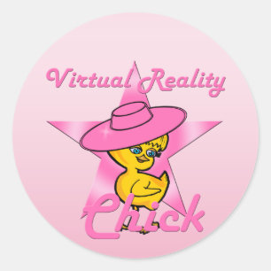 Pegatina Redonda Chick de realidad virtual #8