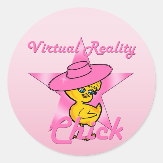 Pegatina Redonda Chick de realidad virtual #8 (Anverso)