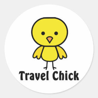 Pegatina Redonda Chick de viaje