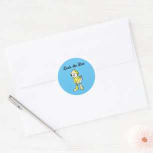 Pegatina Redonda Chick del día lluvioso lindo - Personalizado "pare