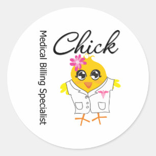 Pegatina Redonda Chick especialista en facturación médica