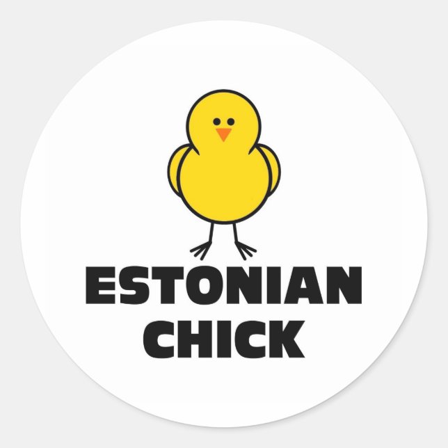 Pegatina Redonda Chick estonio (Anverso)