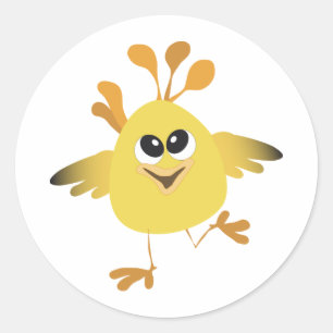 Pegatina Redonda Chick feliz