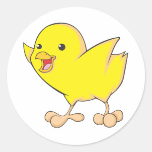Pegatina Redonda Chick feliz