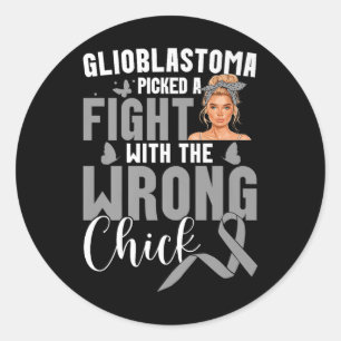 Pegatina Redonda Chick Glioblasto equivocado lucha contra la concie