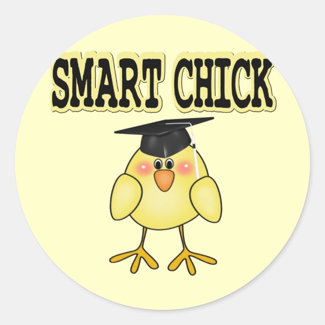 Pegatina Redonda Chick inteligente (Anverso)