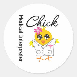 Pegatina Redonda Chick intérprete médico