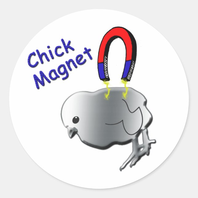 Pegatina Redonda Chick Magnet (Anverso)