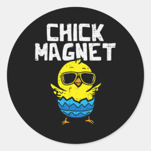 Pegatina Redonda Chick Magnet gafas de sol Huevo Cute Niños de Pasc