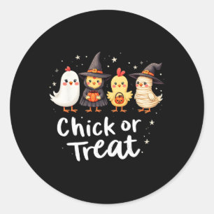 Pegatina Redonda Chick O Trete Cute Halloween Chicken Costume Artw