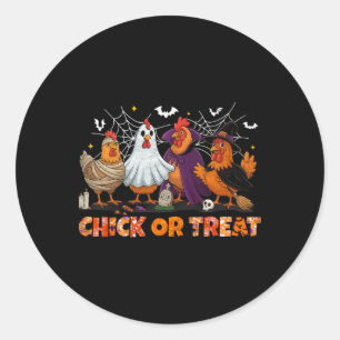Pegatina Redonda Chick Or Treat Bruja de Halloween Spooky Chicken