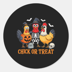 Pegatina Redonda Chick Or Treat divertido disfraz de pollo de Hallo