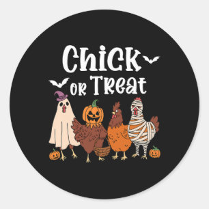 Pegatina Redonda Chick Or Treat Divertido Pollo Espeluznante Hallow