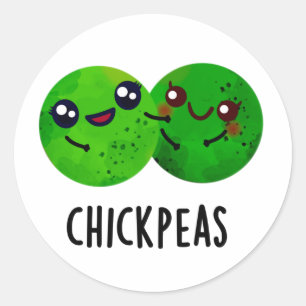 Pegatina Redonda Chick Peas Funny Chica Pea Pun