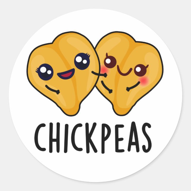 Pegatina Redonda Chick Peas Funny Food Pun (Anverso)