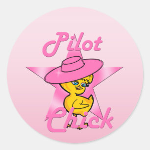 Pegatina Redonda Chick piloto #8