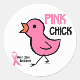 Pegatina Redonda Chick rosa 2