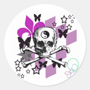 Pegatina Redonda Chick Skull