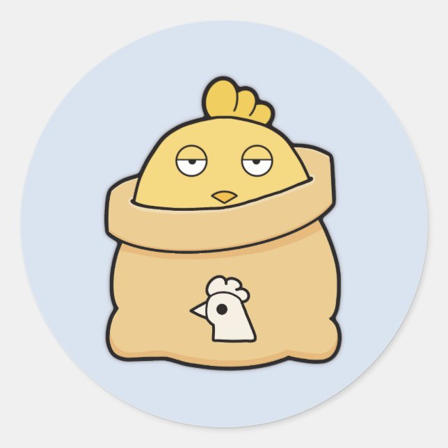 Pegatina Redonda Chick toro, bolsa completa (Anverso)