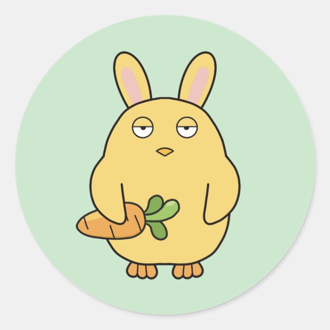 Pegatina Redonda Chick toro, orejas descubiertas (Anverso)