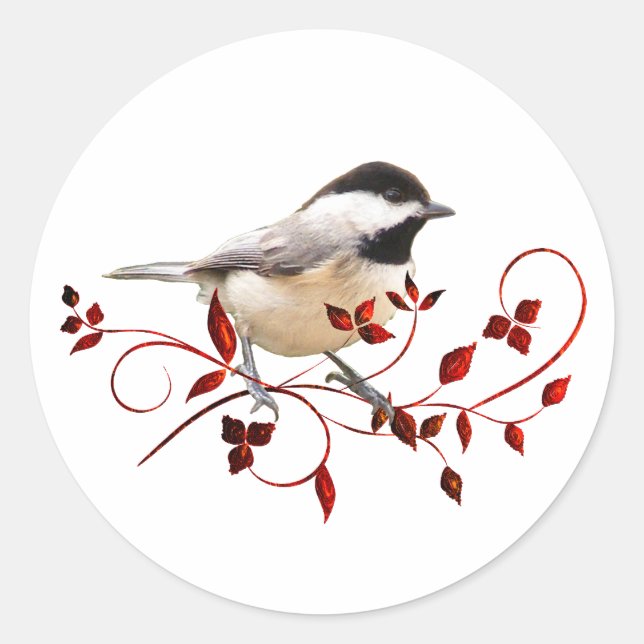 Pegatina Redonda Chickadee (Anverso)