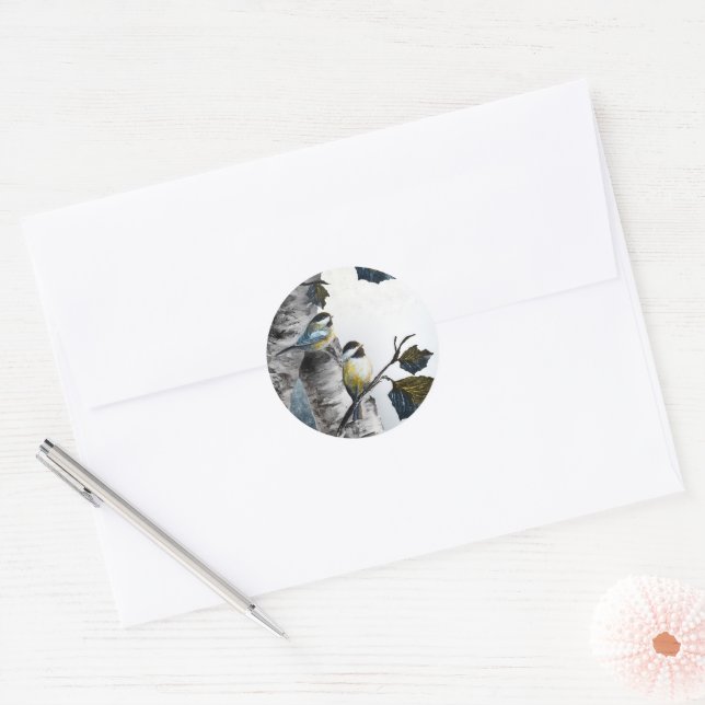 Pegatina Redonda "Chickadees" [Design 2] Small  (Sobre)