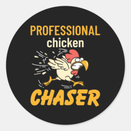 Pegatina Redonda Chicken Chaser Profesional