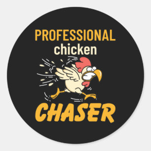 Pegatina Redonda Chicken Chaser Profesional