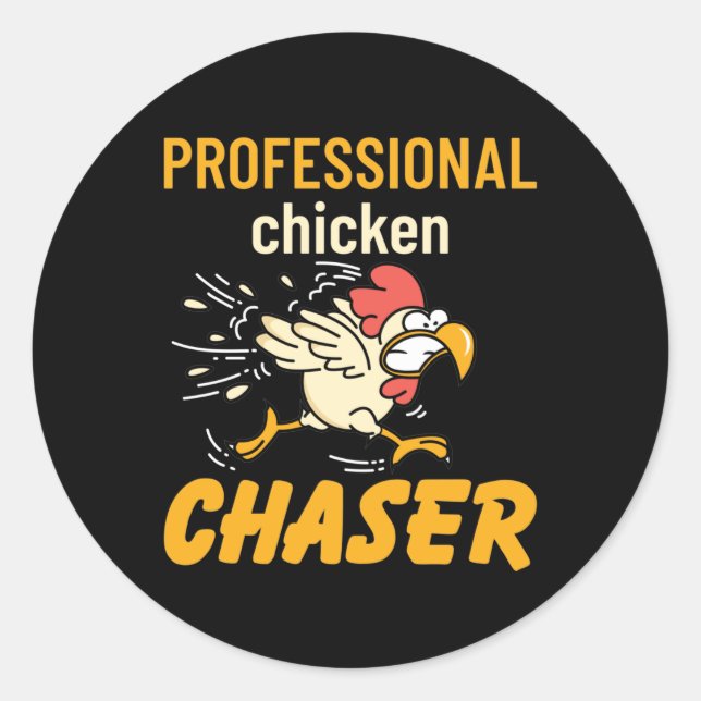 Pegatina Redonda Chicken Chaser Profesional (Anverso)