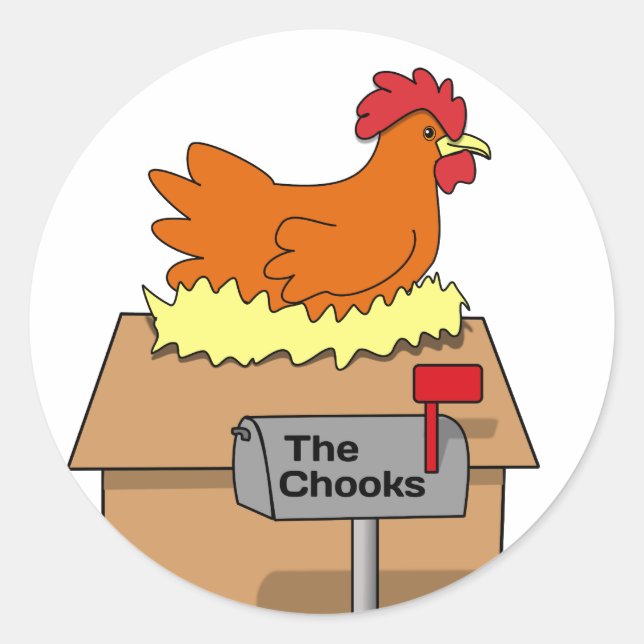 Pegatina Redonda Chicken gracioso de Chook House en Personalizado d (Anverso)