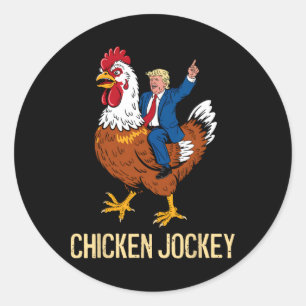 Pegatina Redonda Chicken Jockey Trump Gracioso Meme 6