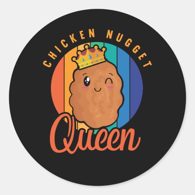 Pegatina Redonda Chicken Nugget Girl Foodie Queen (Anverso)