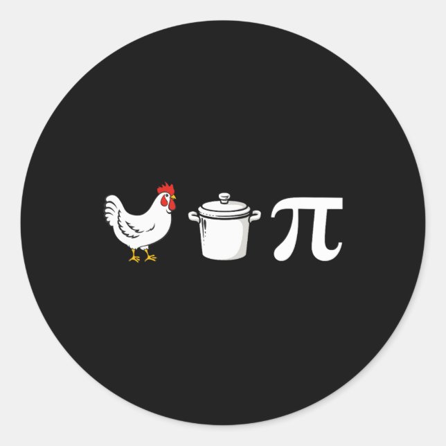 Pegatina Redonda Chicken Pot Pi 3.14 Divertidas Maestras Del Día Pi (Anverso)