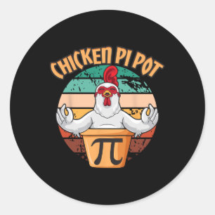 Pegatina Redonda Chicken Pot Pi Appartal Pi Day Vintage Retro Math 
