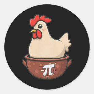 Pegatina Redonda Chicken Pot Pi Funny Pie Day Personalizado Pollo P