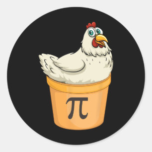 Pegatina Redonda Chicken Pot Pie Funny Math Pun Chicken Pot Pi