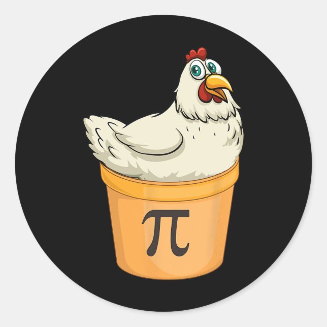 Pegatina Redonda Chicken Pot Pie Funny Math Pun Chicken Pot Pi (Anverso)