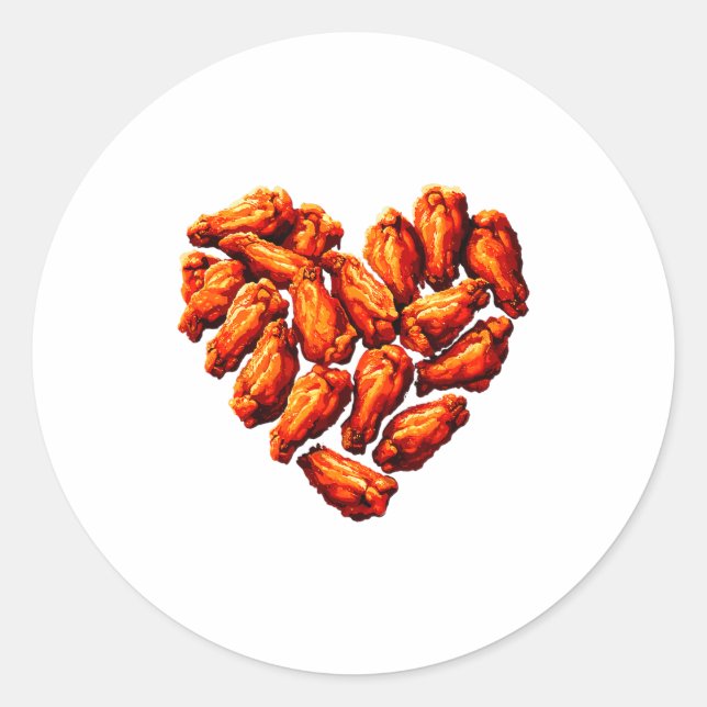 Pegatina Redonda Chicken Wings Are My Valentine Heart Funny Valenti (Anverso)