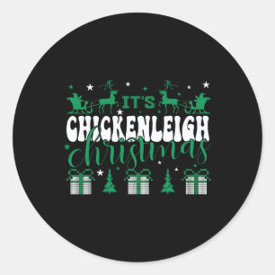Pegatina Redonda Chickenleigh son Navidades Tee Xmas coincidiendo c