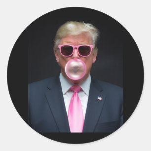 Pegatina Redonda Chicle Rosado Trump Presidente 47 EE. UU.